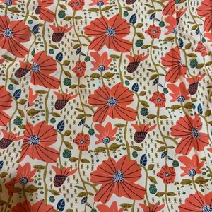 Kori Knee-Length Orange Multicolor Floral Puff Sleeve Dress Sz‎ M thumbnail 4