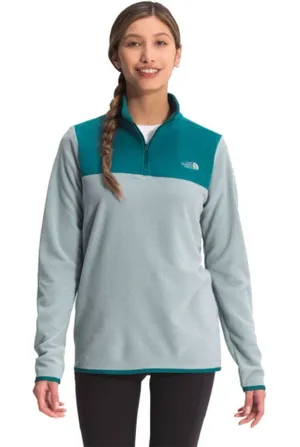 The North Face TKA Glacier 1/4‎ Zip Pullover Teal & Gray Sweater Women's Large thumbnail 1