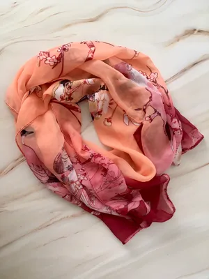 Coral Red Scarf Multiple thumbnail 3