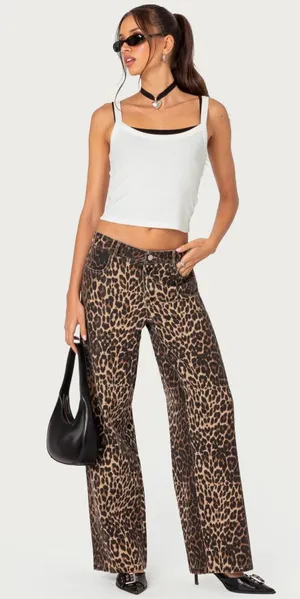 Edikted Cheetah Jeans thumbnail 1