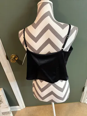 Express Black Satin Bustier Crop Top thumbnail 2