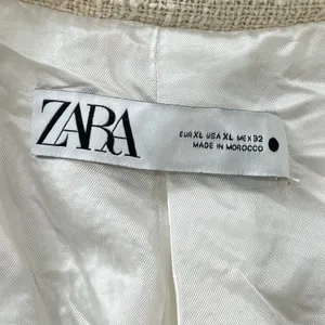 ZARA Textured‎ Cotton Tweed Blazer Jacket Ecru Cream Ivory XL Fully Lined Boho thumbnail 3