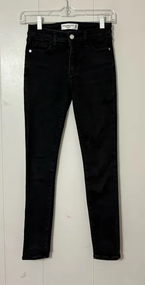 Abercrombie & Fitch Super Skinny Mid Rise Black Jeans Size 00 / 24 thumbnail 1