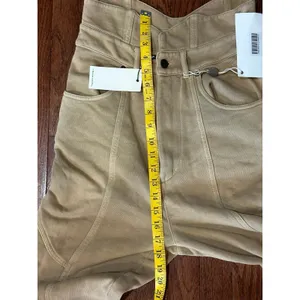 NWT Retrofête Washed Terry Pant in Beige Khaki Cotton High Rise Small NO BELT thumbnail 10
