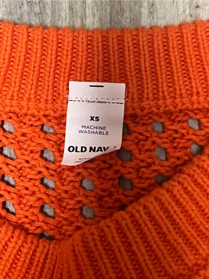Old Navy Orange Open Stitch Cropped Sweater XS Fall Halloween Cotton thumbnail 2