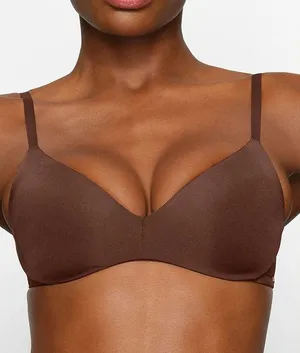 NWT SKIMS Wireless Form Push-Up Plunge Bra Cocoa Brown Women’s Size 38DDD thumbnail 1
