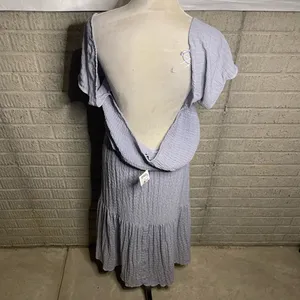 Lush NWOT Womens Purple Smocked Peasant Tiered Maxi Dress Size‎ Medium thumbnail 3
