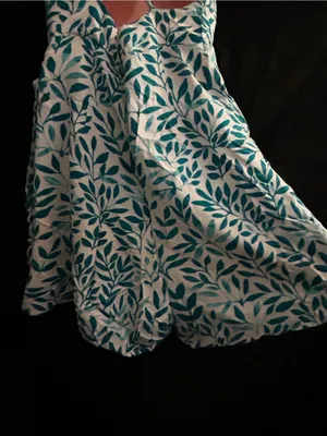 Pink Lily Sleeveless Spaghetti Strap Teal Leaf Print Wrap Romper LG thumbnail 6
