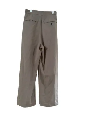 Pleated Wide-Leg High Waist Pants in Taupe thumbnail 3