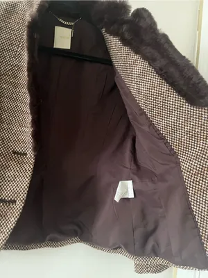 Brown Wool Tweed Blazer Fur Collar Medium Preppy Academia Equestrian Old Money thumbnail 6