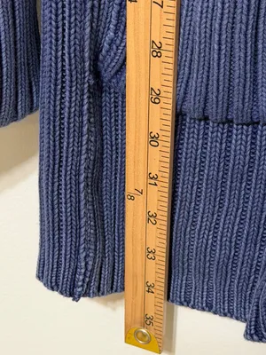 Free People Ryanne Long Haul Cardigan Size Large Chunky Knit Sweater Blue NWOT thumbnail 9