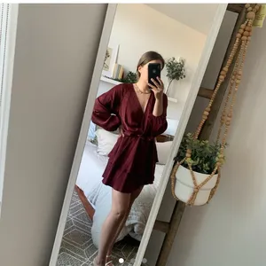 Zara burgundy colored satin/silk mini dress • Sz S thumbnail 4