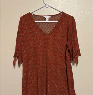 Liz Claiborne Orange Tie Front Relaxed Blouse thumbnail 1