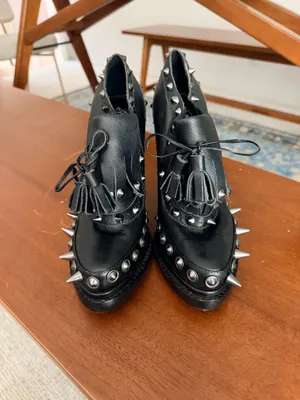 Jeffrey Campbell braveheart black leather studded platform goth metal booties 9 thumbnail 6