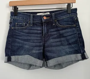 Abercrombie & Fitch 00/24 Low Rise Denim Short Shorts Cuffed Dark Wash 2000s Y2K thumbnail 1