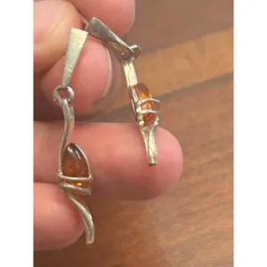 925 Sterling silver earrings v98 3.23g 1.5inch thumbnail 5