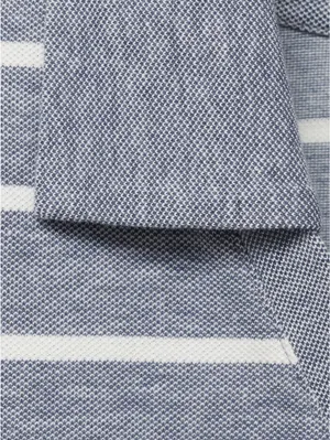 Mango Striped Cropped Polo Shirt NWT Blue L thumbnail 3