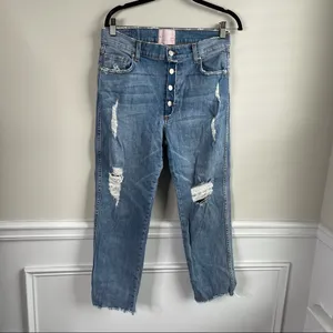 Revice Dream fit straight‎ leg raw hem high rise distressed jeans size 32 thumbnail 2