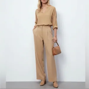 Zara Tan High Waist Trouser Pants NEW L thumbnail 6
