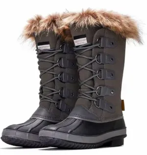 Project Cloud Women's Fur-Trim Leather Waterproof Winter Boots - Gray Size 9 thumbnail 1