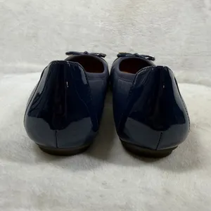 Vionic Minna Navy Blue Leather Cap Toe Ballet Flats Orthotic Bow Shoes 7 thumbnail 6