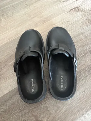 Free People Matte Black Buckle Clog Mules thumbnail 4
