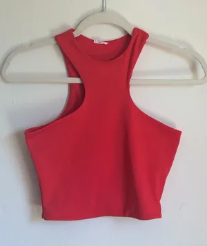 Garage Red Halter Crop Top thumbnail 1