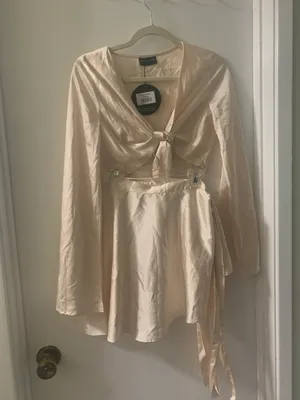 White Fox Such A Delight Crop Top and In a Dream Wrap Skirt Set in Champagne thumbnail 5