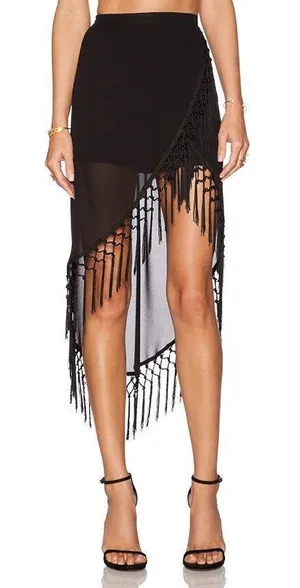 Gypsy Rise Of Dawn (Revolve) Dancer Tassel Hem Black Skirt thumbnail 1