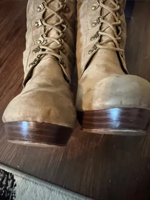 Over-the-Knee Lace-Up Women's Boots in Taupe thumbnail 6