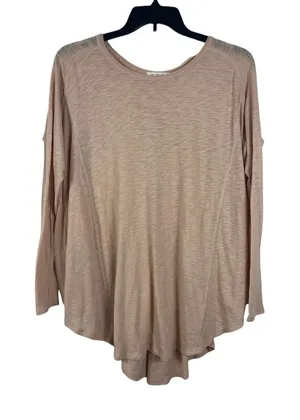 We The Free Free People Oversized Tunic Top Blush Long Sleeve Asymmetrical Hem M thumbnail 1