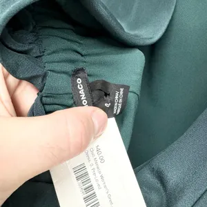 Club Monaco 100% Silk Sleeveless Forest Green Snatched‎ Mini Dress Size 0 thumbnail 3