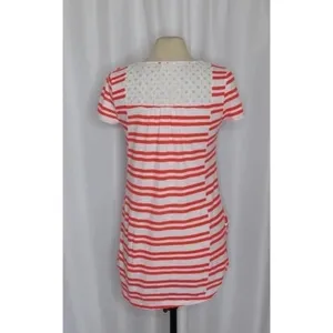 Anthropologie MEADOW RUE Marin Striped Top Smocked Knit Red White Medium thumbnail 9