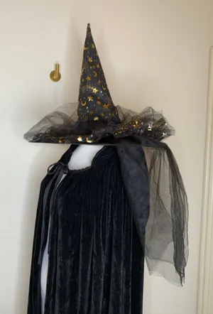 Witch Hat Black Gold Celestial Moon Star OSFA Costume Halloween thumbnail 1