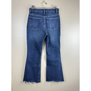 Zara Jeans Womens Blue Size 6 Denim Flare High Rise Raw Hem Medium Wash thumbnail 5