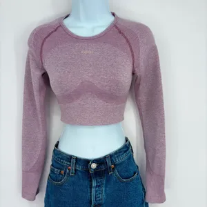 Gymshark Vital Sports Bra Top Long Sleeve‎ Dusty Rose Womens SM Gym Yoga Workout thumbnail 3