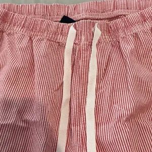 Red White Seersucker Cotton Striped Cargo Lounge Pants Large Elastic Drawstring thumbnail 3