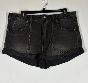 Free People Black Button Fly Denim Jean Shorts Size 31 thumbnail 1