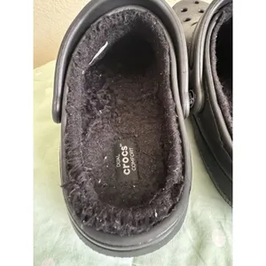 Crocs Black Faux Fur Fuzz-Lined Slip On Clog Round Toe Womens size 8 thumbnail 6