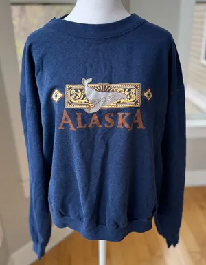 Vintage Navy Blue Alaska Cropped Mockneck Sweatshirt thumbnail 1