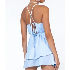 NWT Princess Polly Talking About Love Mini Dress Blue Babydoll Halter‎ Tiered 8 thumbnail 2