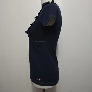 Hollister Navy Blue Ruffle V-Neck Babydoll Knit Top Small Coquette Y2K Aesthetic thumbnail 3