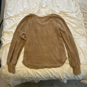 Hollister Tan V-Neck Sweater with Ribbed Texture thumbnail 2