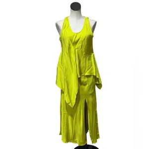 NWT Zara Lime Green Asymmetrical Midi Dress Bloggers Faves thumbnail 9