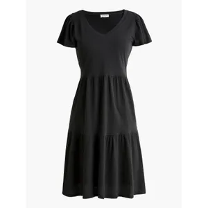 J.Crew Black Cotton Tiered Midi Dress Sz.L thumbnail 2