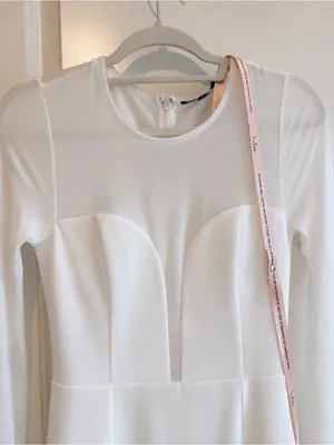 Lulu's White Long-Sleeve Sheer Yoke Gown with High Slit thumbnail 3