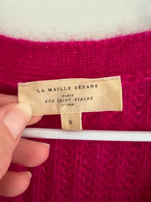 Sézane Pink Kid Mohair Merino Wool Button Cardigan Sweater Size S thumbnail 2