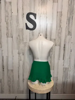 SheIn Ruffle Wrap Swim Skirt Bikini Cover Up Womens Small Kelly Emerald Green thumbnail 3