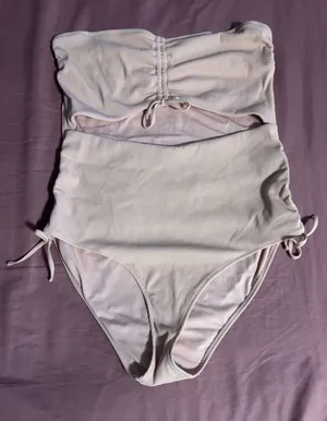 aerie Ribbed Pale Pink Strapless One-Piece Swimsuit Size XXL thumbnail 1