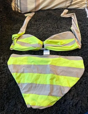 DKNY2 piece, green and brown swimsuit size large thumbnail 1